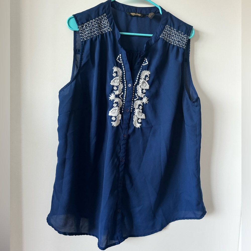 Millenium Blue Sleeveless Blouse
